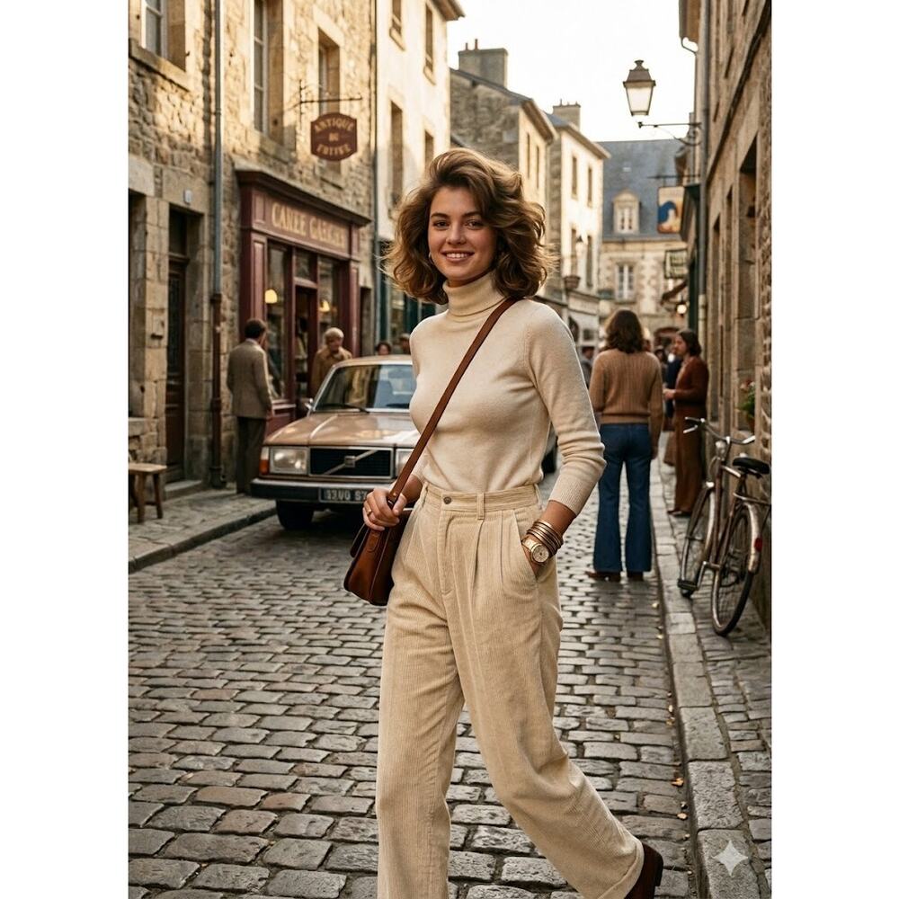 Bugle Boy Vintage Tan Corduroy Mom Pants High Waisted Tapered Leg Women's 18
